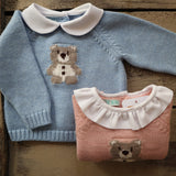 Mi Lucero x LA NUVOLA LAB I24088 blue teddy bear newborn sweater