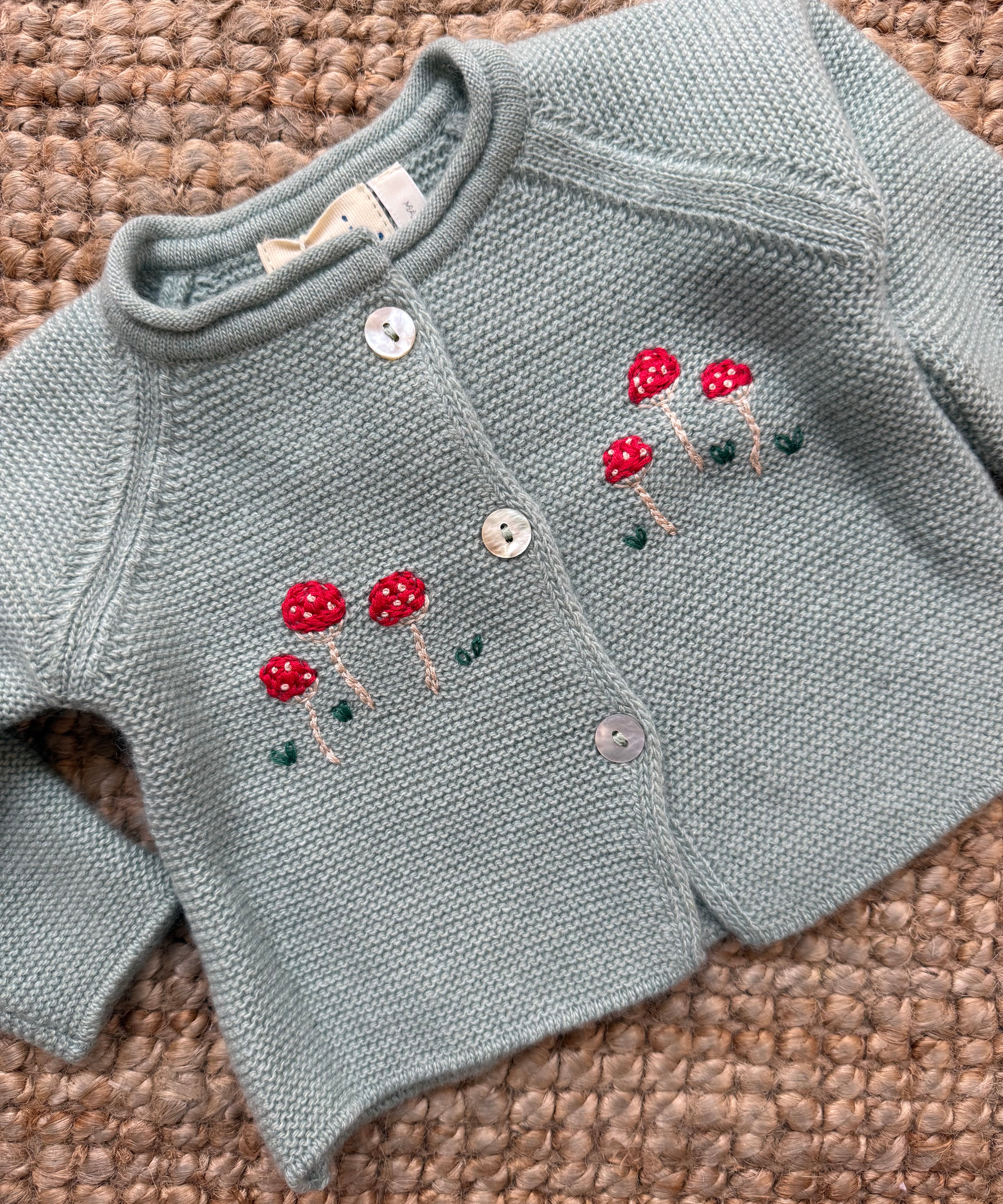 Cardigan links misto cashmere salvia ricamato a mano Malvi FCCI118GFLL