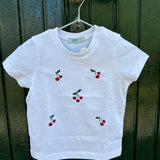 T-shirt LAB mezza manica ricamata a mano ciliegie