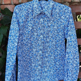 Camicia donna LAB tessuto fiorellini toni dell’azzurro