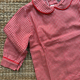 Camicetta LAB vichy rosso e bianco collo tondo