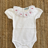 Body LAB newborn colletto frill ricamato cuoricini