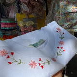 T-shirt LAB mezza manica ricamata a mano fiori rosa e rossi