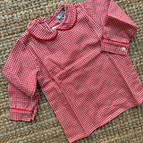Camicetta LAB vichy rosso e bianco collo tondo