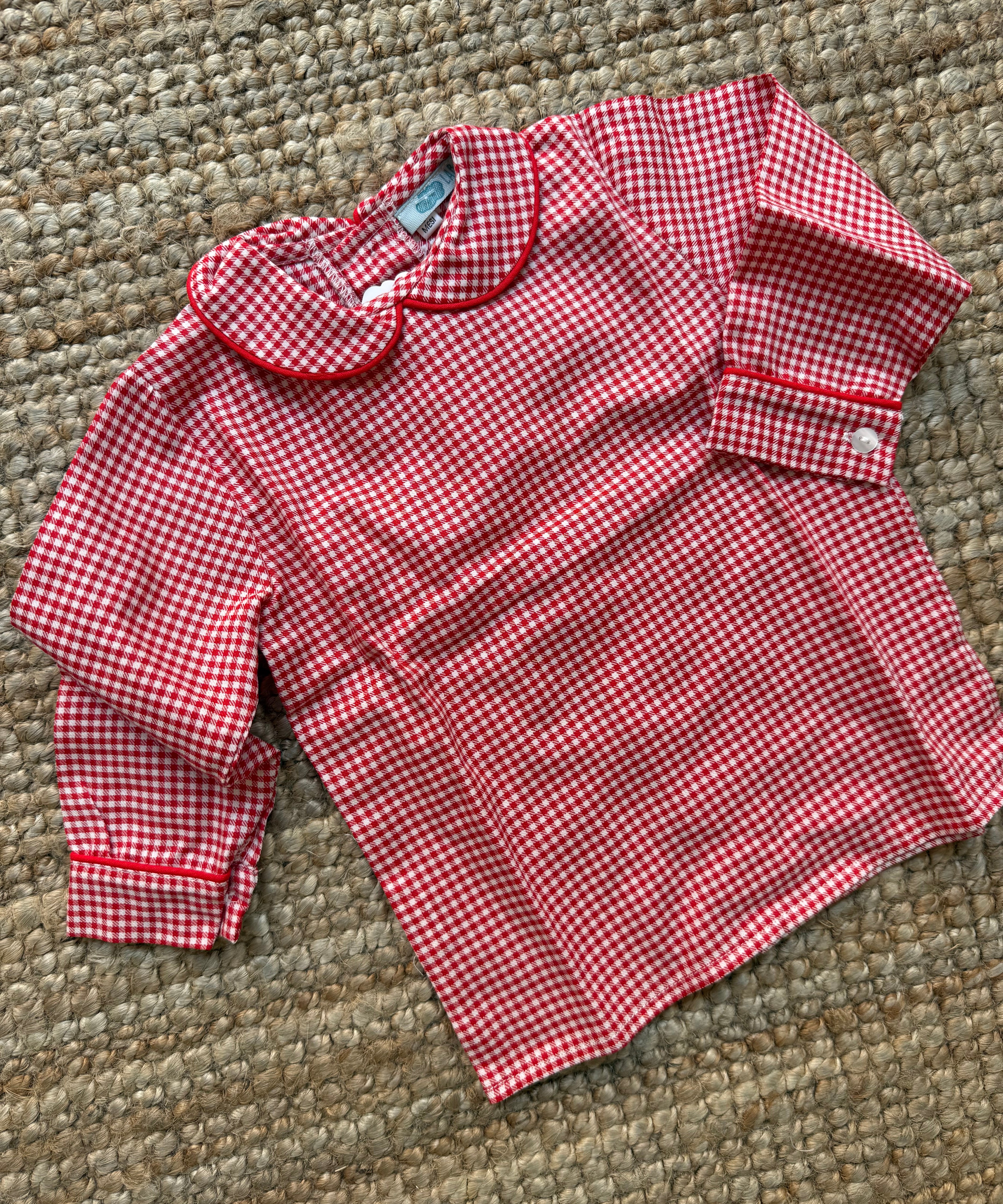 Camicetta LAB vichy rosso e bianco collo tondo