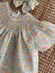 Camicetta fantasia fiorellini ricamo smock Bergenie Kidiwi 36142