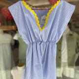 Kaftano LAB riga bianco e azzurro con maxi serpentina