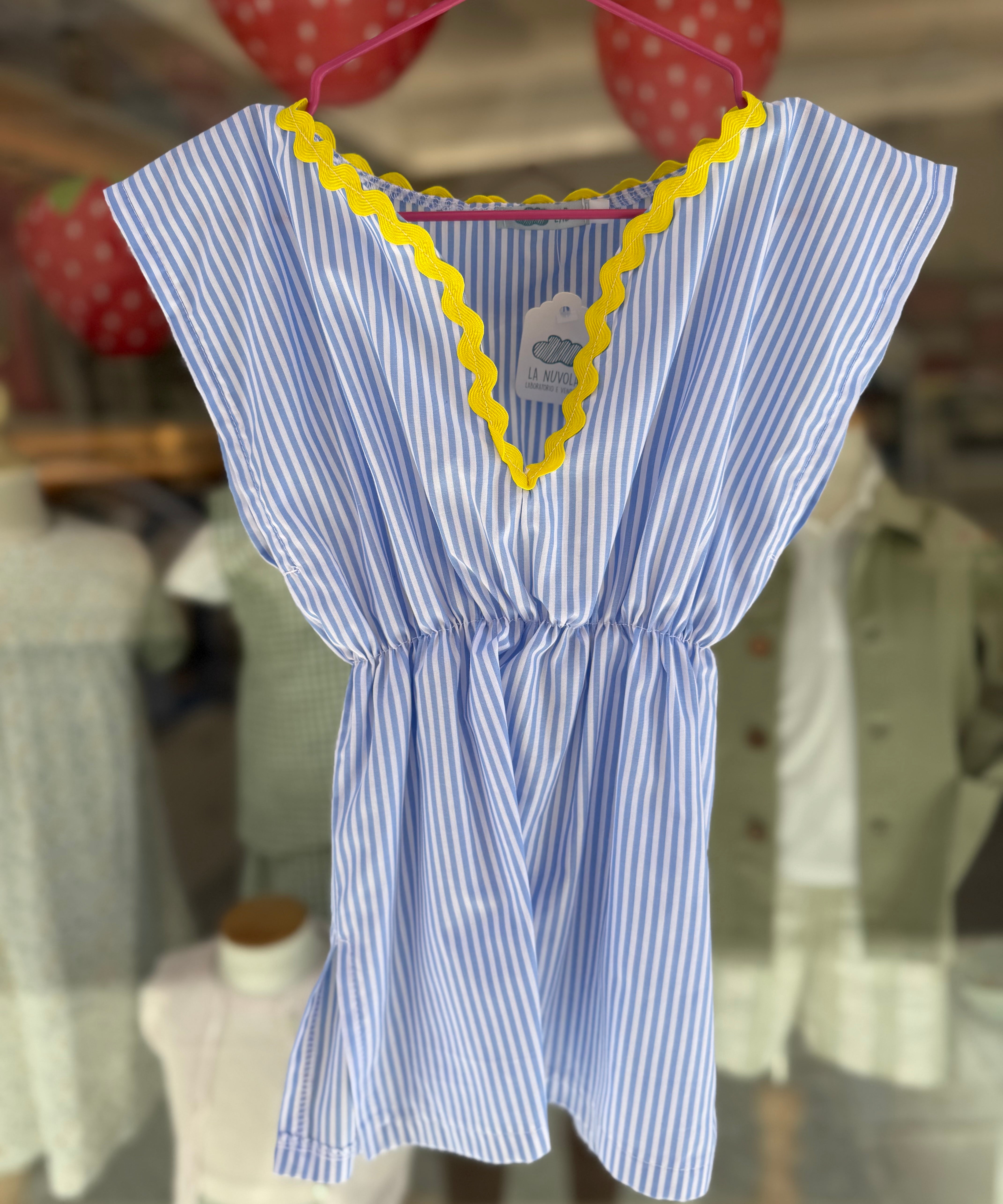 Kaftano LAB riga bianco e azzurro con maxi serpentina