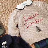Maglione tortora maglia grossa ricamo DEAR SANTA Mi Lucero x LA NUVOLA LAB I25316