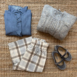 Camicetta Magil denim con rouches IN26044