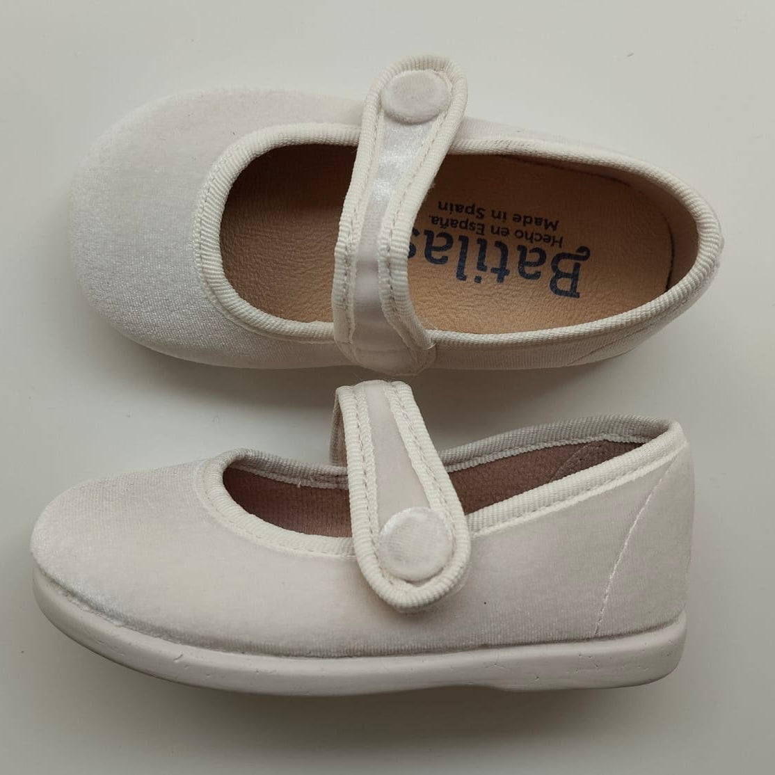 Ballerine in velluto latte con bottone Batilas 17351