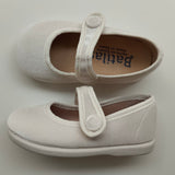 Scarpe ballerine in velluto panna con bottone 17351