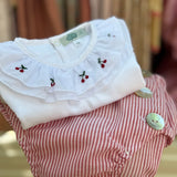 Body LAB newborn colletto frill ricamato ciliegie
