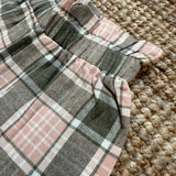 Pantalone gaucho Magil quadri rosa grigio e panna IN25065