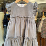 Abito con frill in velluto a coste grigio CAS860G BabyGi