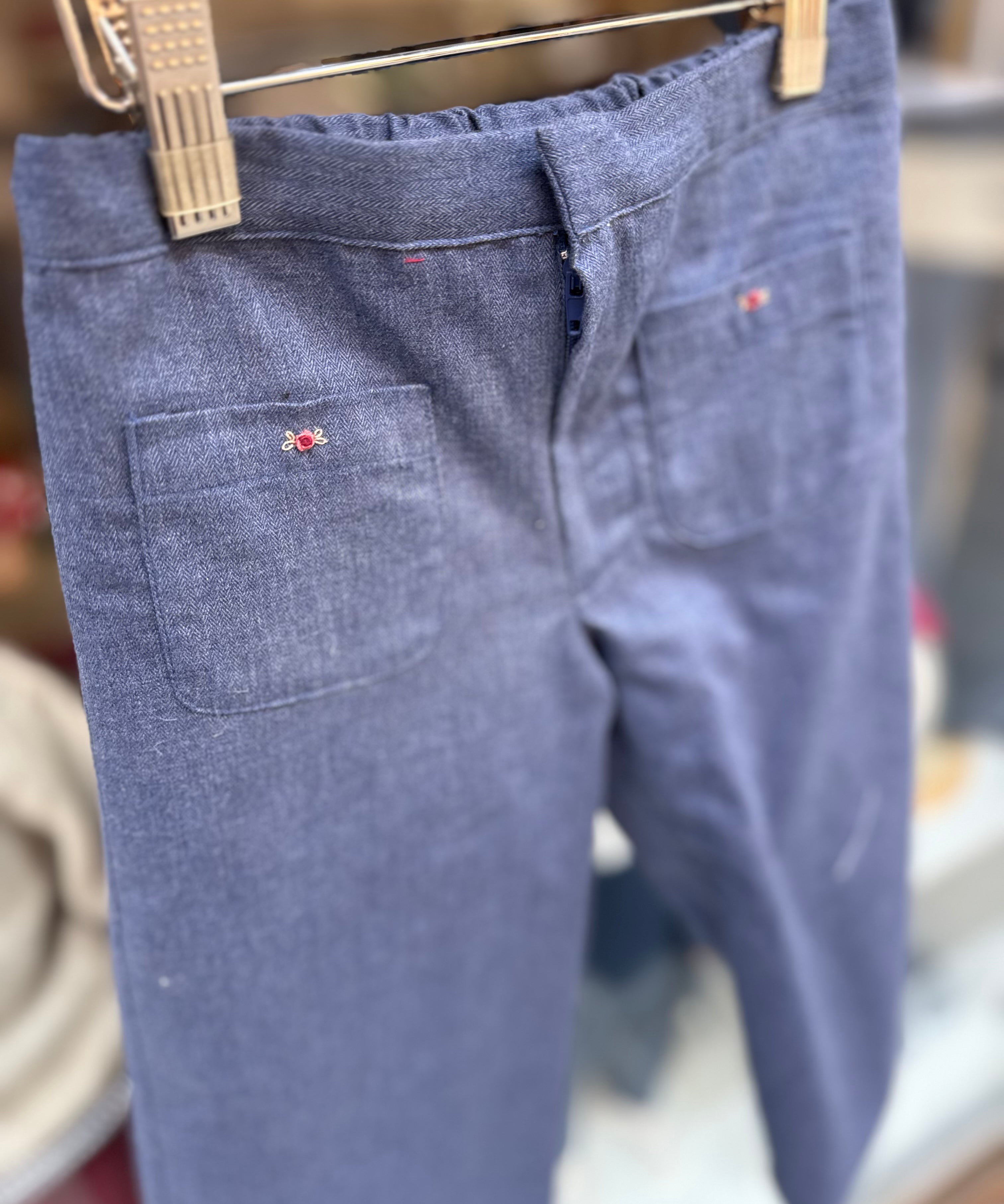 Pantalone palazzo color Denim con ricamo Camilla 37323 Kidiwi