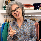 Camicia donna LAB tessuto fiorellini toni del marrone