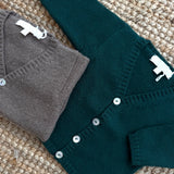 Cardigan scollo V misto cashmere verde pino Mariella Ferrari MGM11