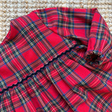 Abito LAB tartan rifinito con serpentina in velluto blu