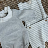 Completo spezzato body collo frill e salopette Tiny Soul TS703 TS704