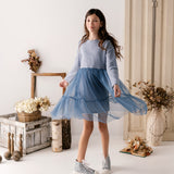 Jersey dress with tulle skirt ruffles GN20102