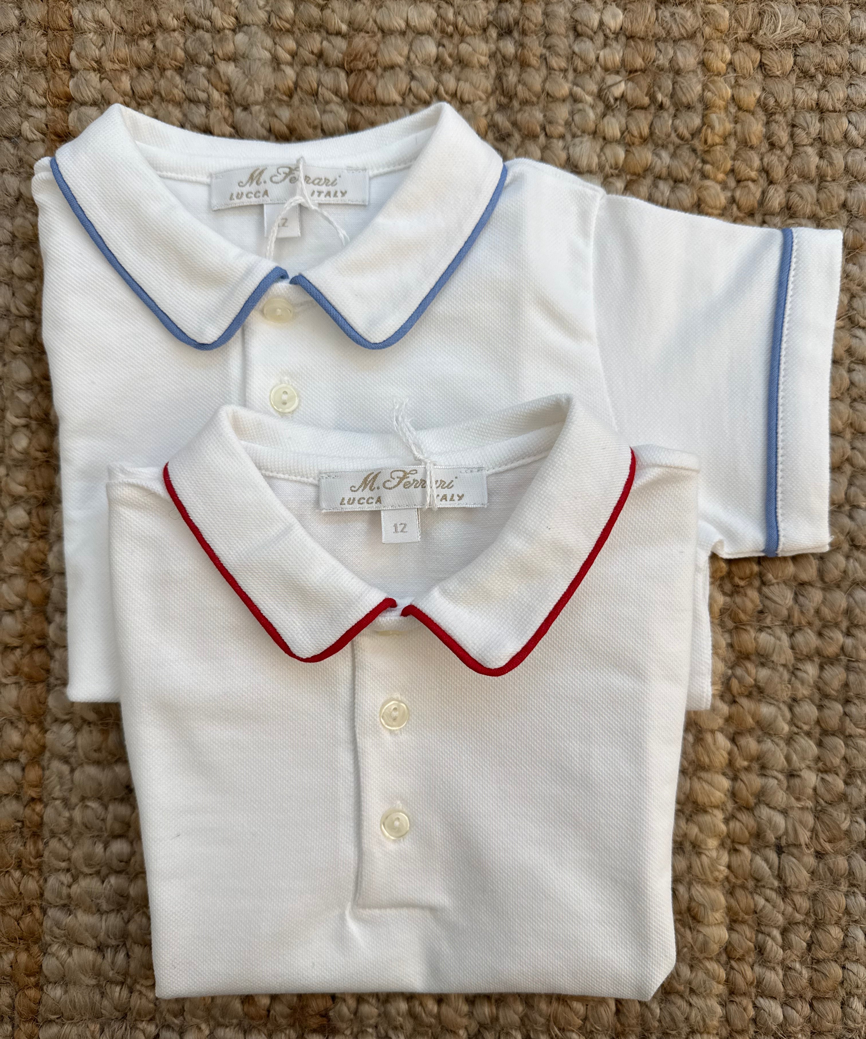 Polo mezza manica bianco con profilo azzurro Mariella Ferrari CAY23