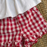 Shorts quadri grandi rosso e bianco Malvi & Co S26I129SHQB