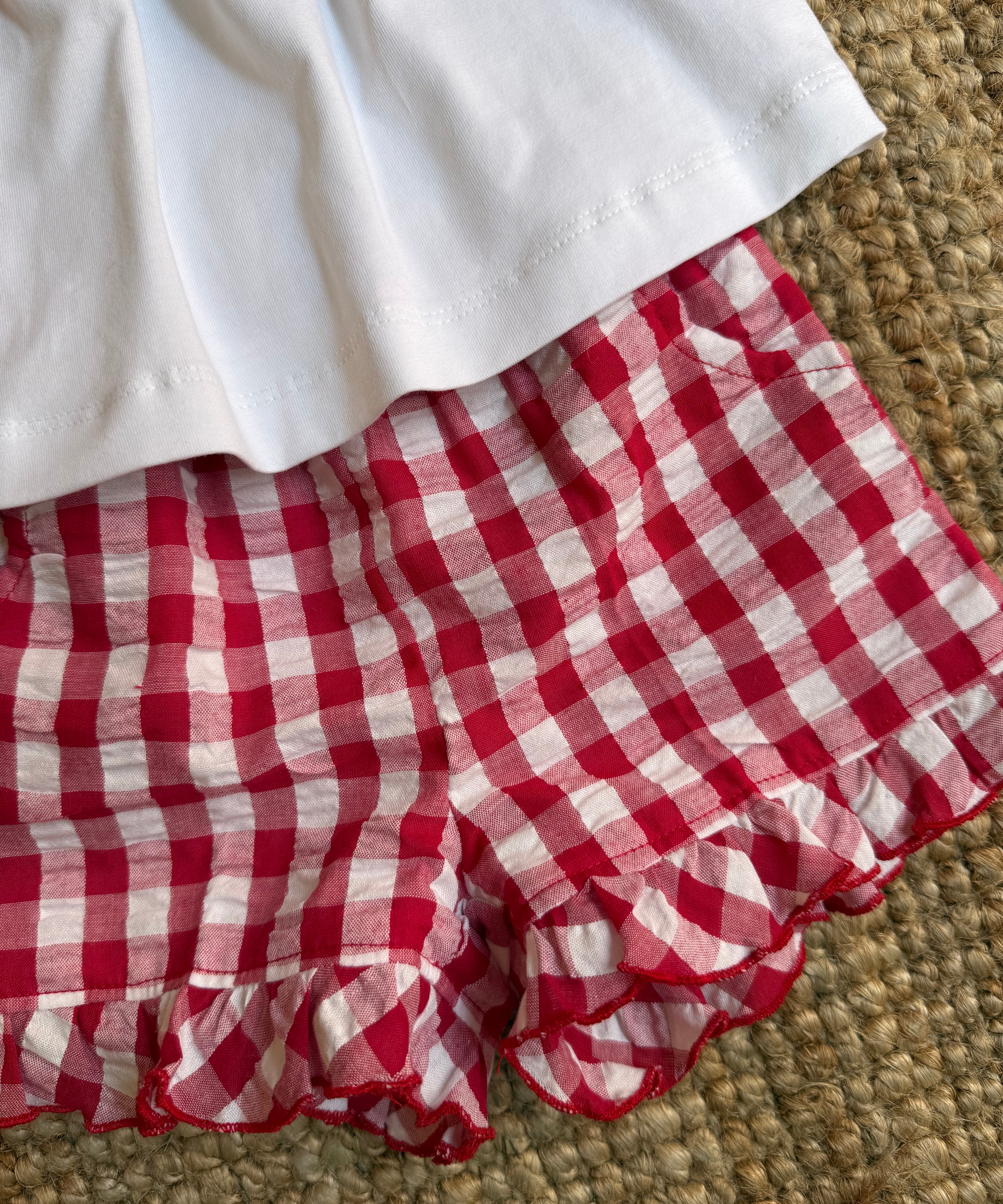 Shorts quadri grandi rosso e bianco Malvi & Co S26I129SHQB