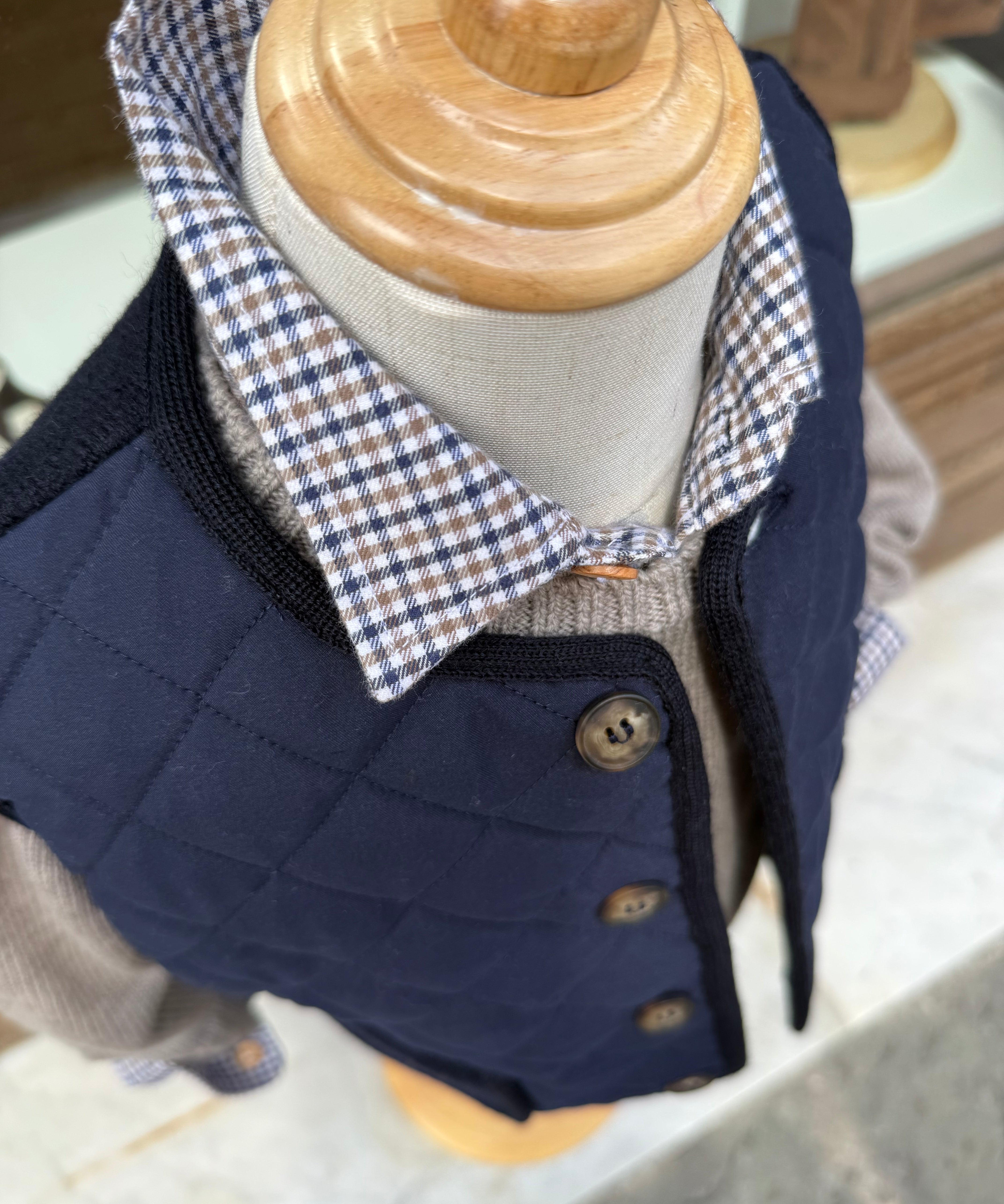 Gilet trapuntato blu 3435 Marae