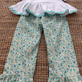 Completo LAB camicetta con serpentina e pantalone fiorellini con frill
