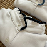 Polo LAB bianco con collo tulipano profilato in velluto