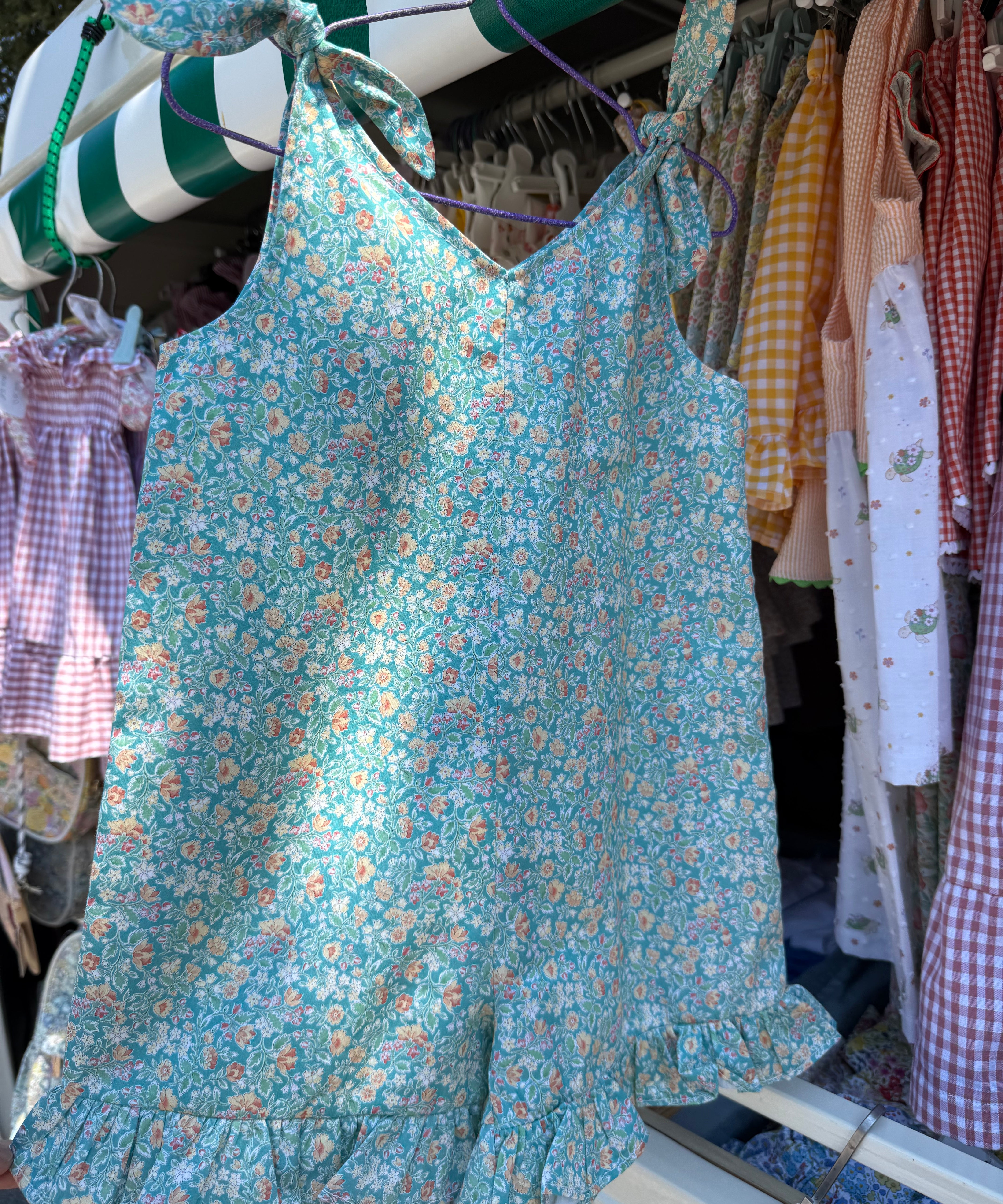 Tutina LAB fiorellini verde mare con frill