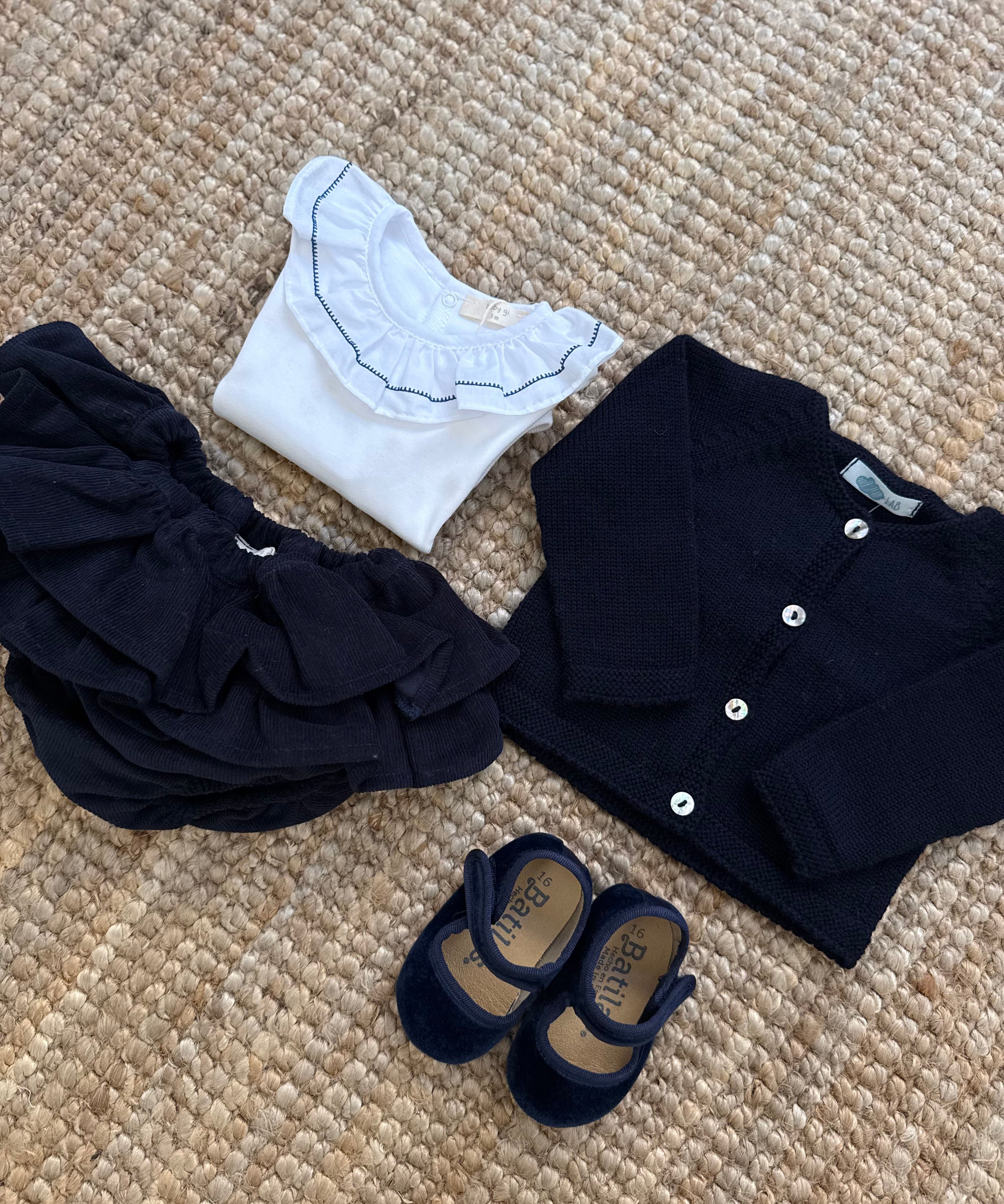 Bloomers velluto millerighe blu con rouches CAS43G BabyGi