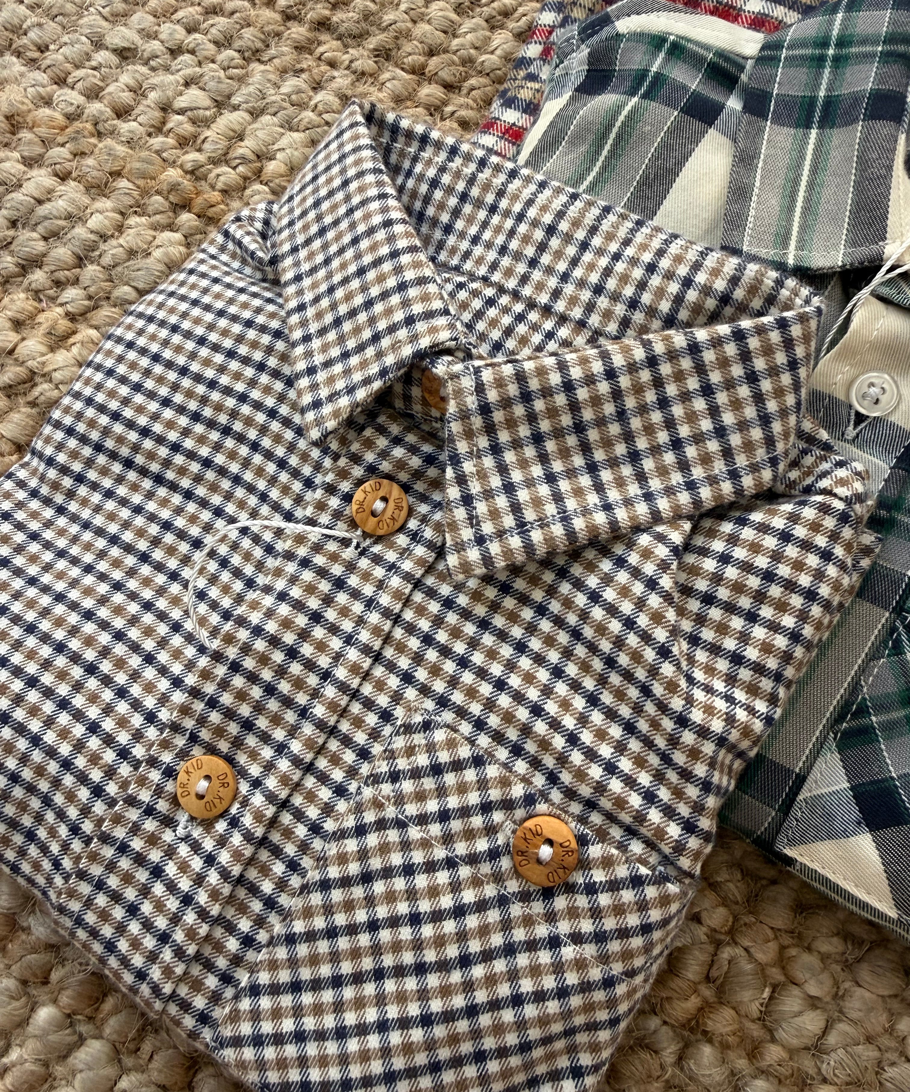 Camicia in flanella quadro piccolo toni beige DK529 DrKid