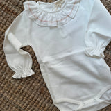 Body collo rouches ricamo rosa BG208G BabyGi