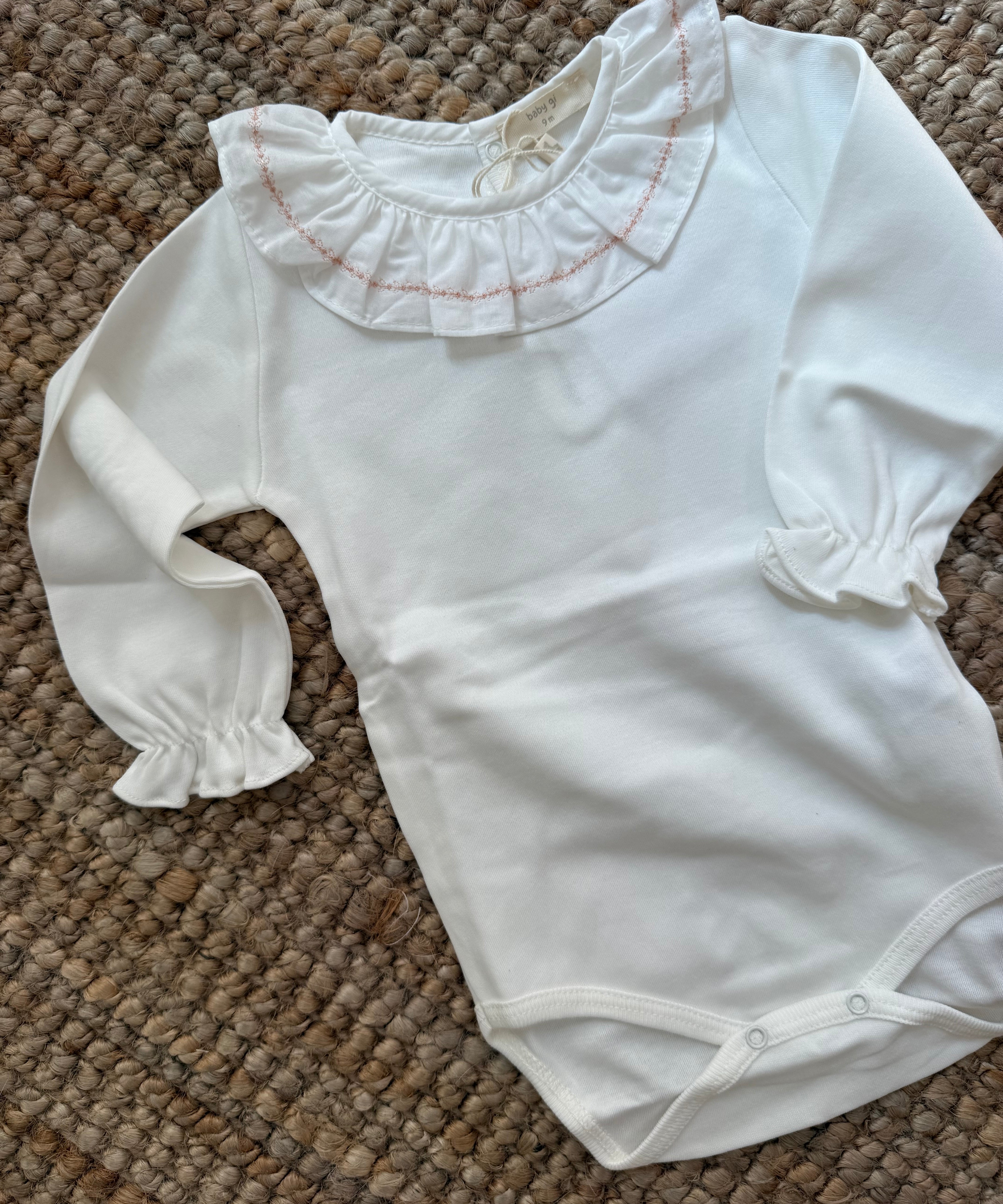 Body collo rouches ricamo rosa BG208G BabyGi