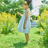 Abito ricamo smock fiori giallo Mélina Kidiwi 36141