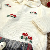 Maglioncino colletto frill latte con funghetti ricamati Mi Lucero x LA NUVOLA LAB I25271