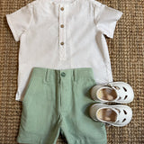 Camicia coreana mezza manica bianco B8980