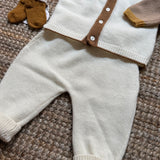 Completo cardigan multicolor nocciola senape e burro con ghettine burro I Ferrarini 2511/386 2511/387