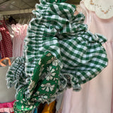Costume LAB slip in cotone vichy verde e bianco con fiocchi nodo fiorellini