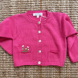 Cardigan fucsia con ricamo fatto a mano Mariella Ferrari MAF6