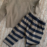 Completo maglioncino collo cratere e pantalone rigoni caramello/antracite  138310 138404 Time to Bloom