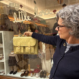 Borsa cartella grande con tracolla lime fantasia fiori Naj-Oleari