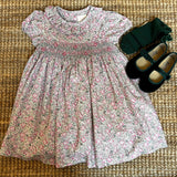 Abito newborn fiorellini con ricamo punto smock Malvi F25I109VEPT