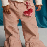 Pantalone newborn in velluto millerighe rosa con orlo frill Gingersnaps IGKPA0132-2