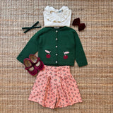 Cardigan verde scuro con ricamo a mano ciliegie Mi Lucero x LA NUVOLA LAB I24064