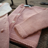 Pink crewneck cardigan newborn Mi Lucero x LA NUVOLA LAB I24064