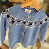 Cardigan azzurro disegno jaquard misto cashmere Malvi F26I102GFLL