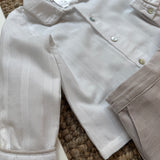 Completo camicia bianco e bermuda sabbia Deolinda DBV26624